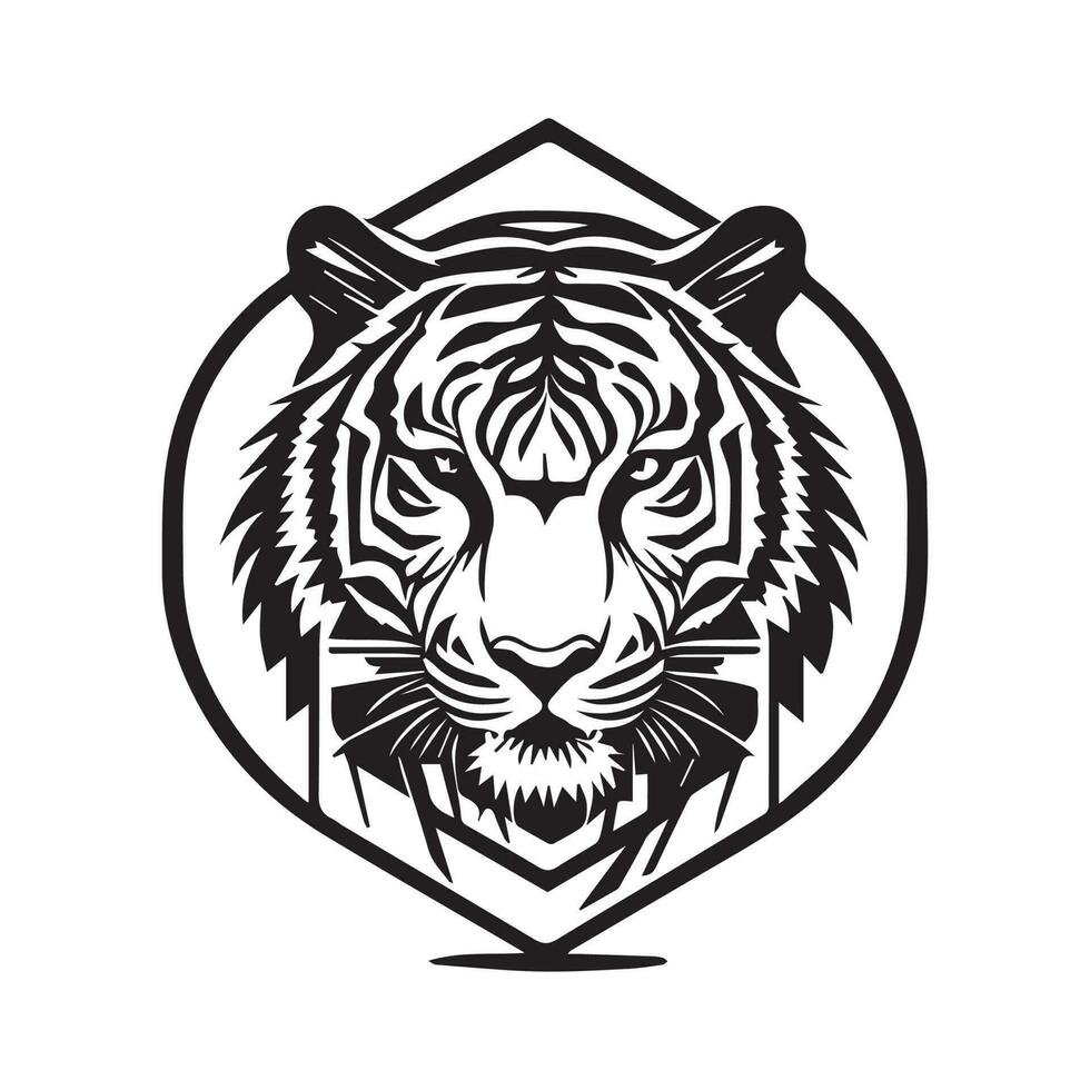 Tigre vector logo, Tigre vector clipart, Tigre vector silueta negro y blanco.