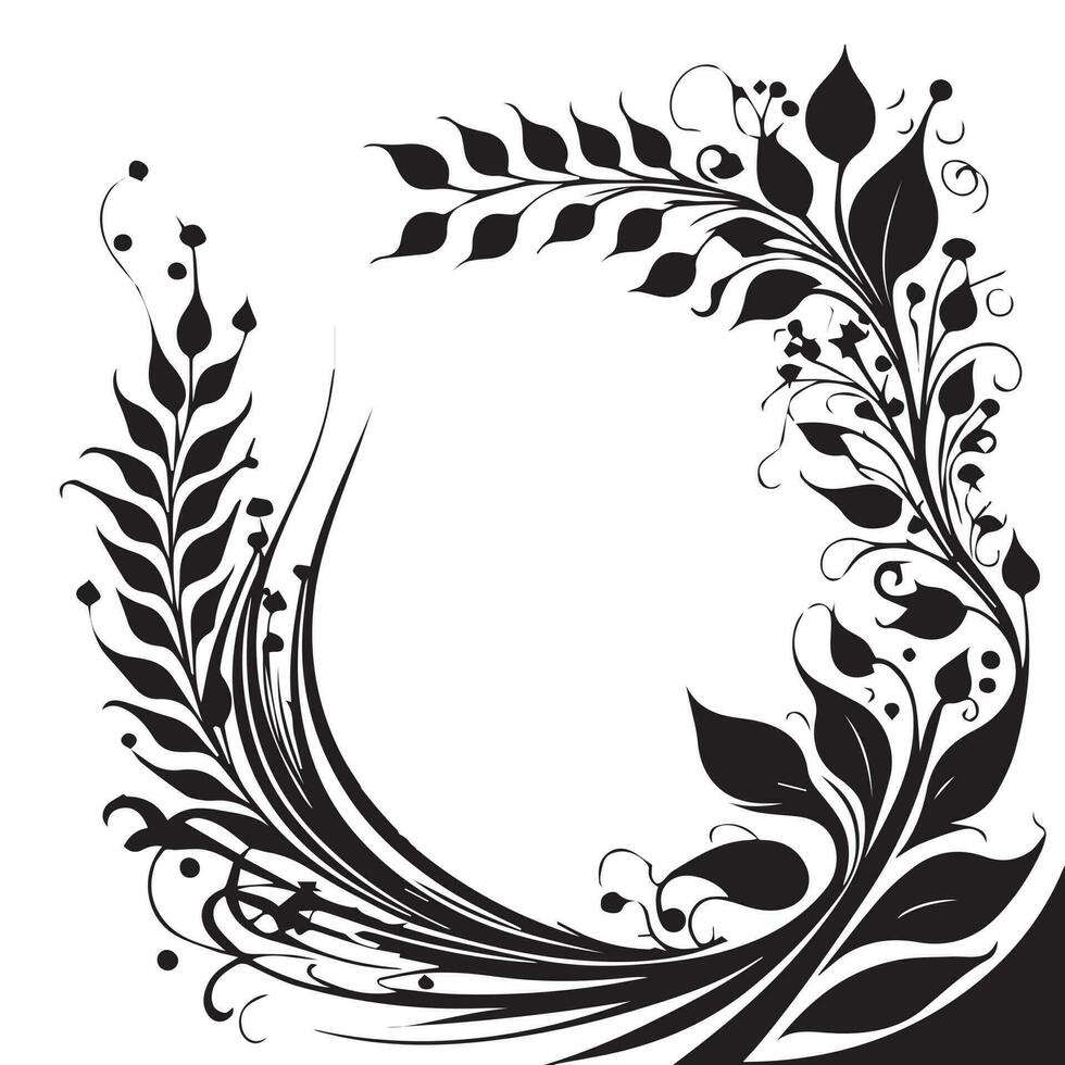 Floral Ornament vector silhouette, Set of floral design elements. Vector