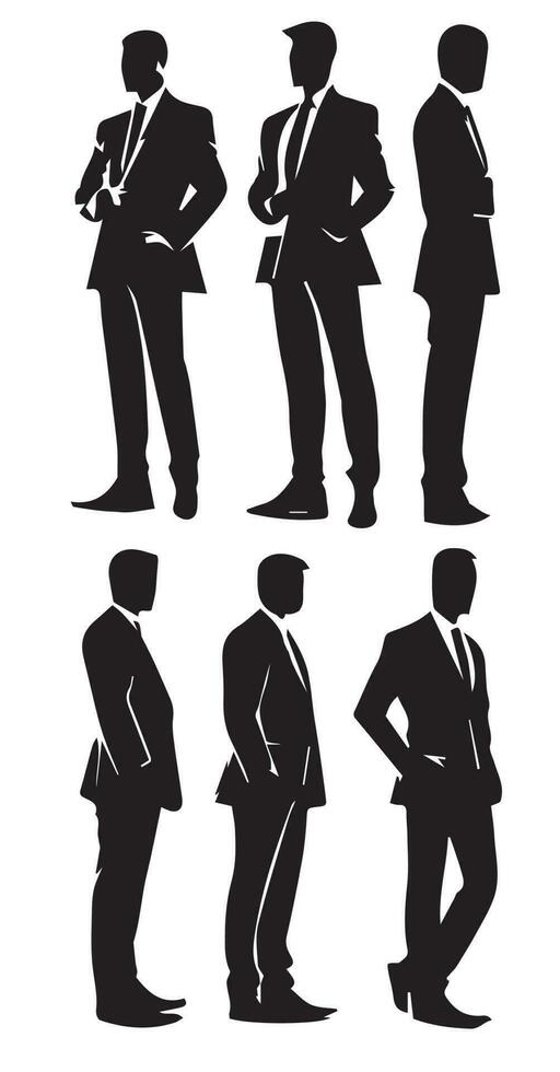 set of man and women business silhouettes vector