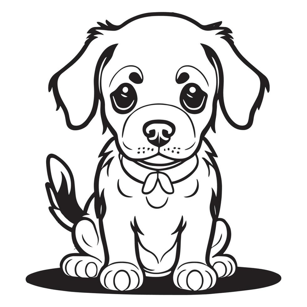 This is a dog vector clipart, dog vector silhouette, dog line art vector illustration.