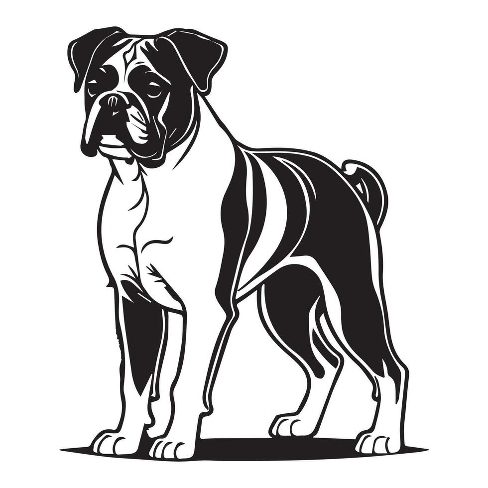 Boxer dog clipart black and white