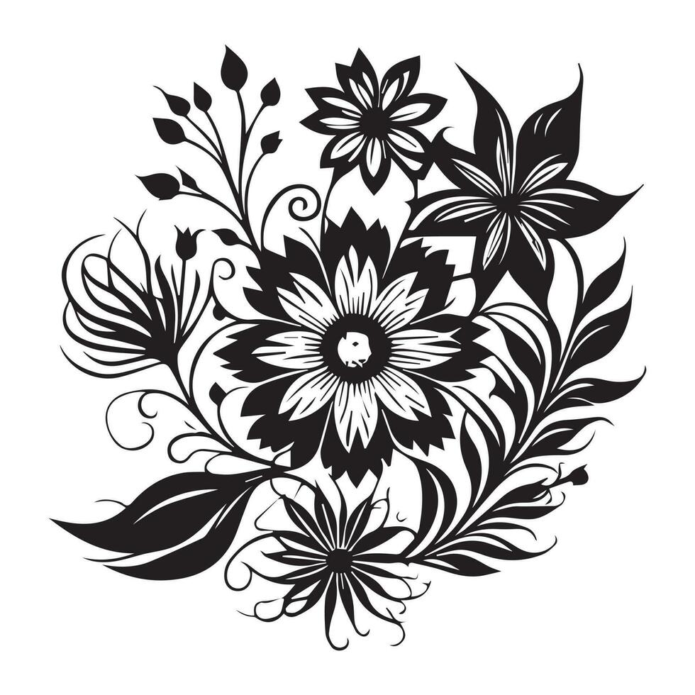 Floral Vector Flower Line art, Flower vector Silhouette