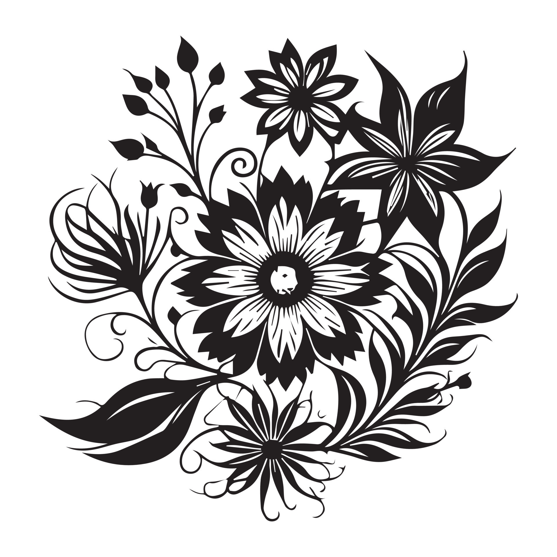 Floral Vector Flower Line art, Flower vector Silhouette 24664436 Vector