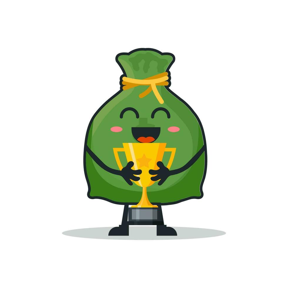 cute mascot cartoon character money bag with concept business. vector illustration
