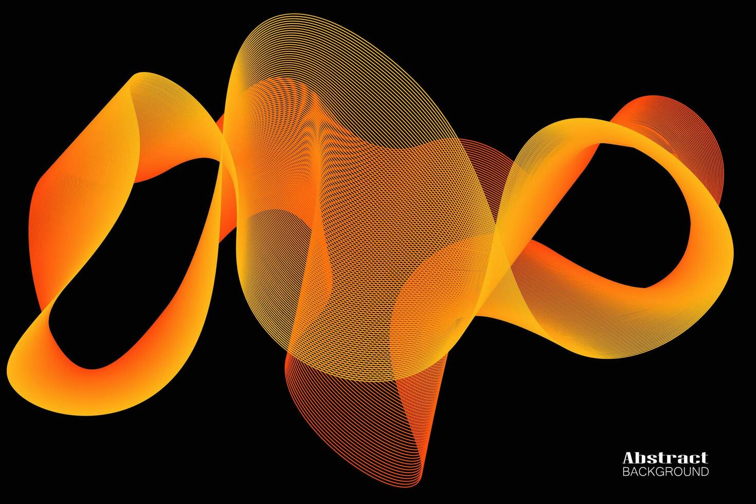 Abstract background with dynamic linear waves. Vector illustration in flat minimalistic style. isolated on dark background.