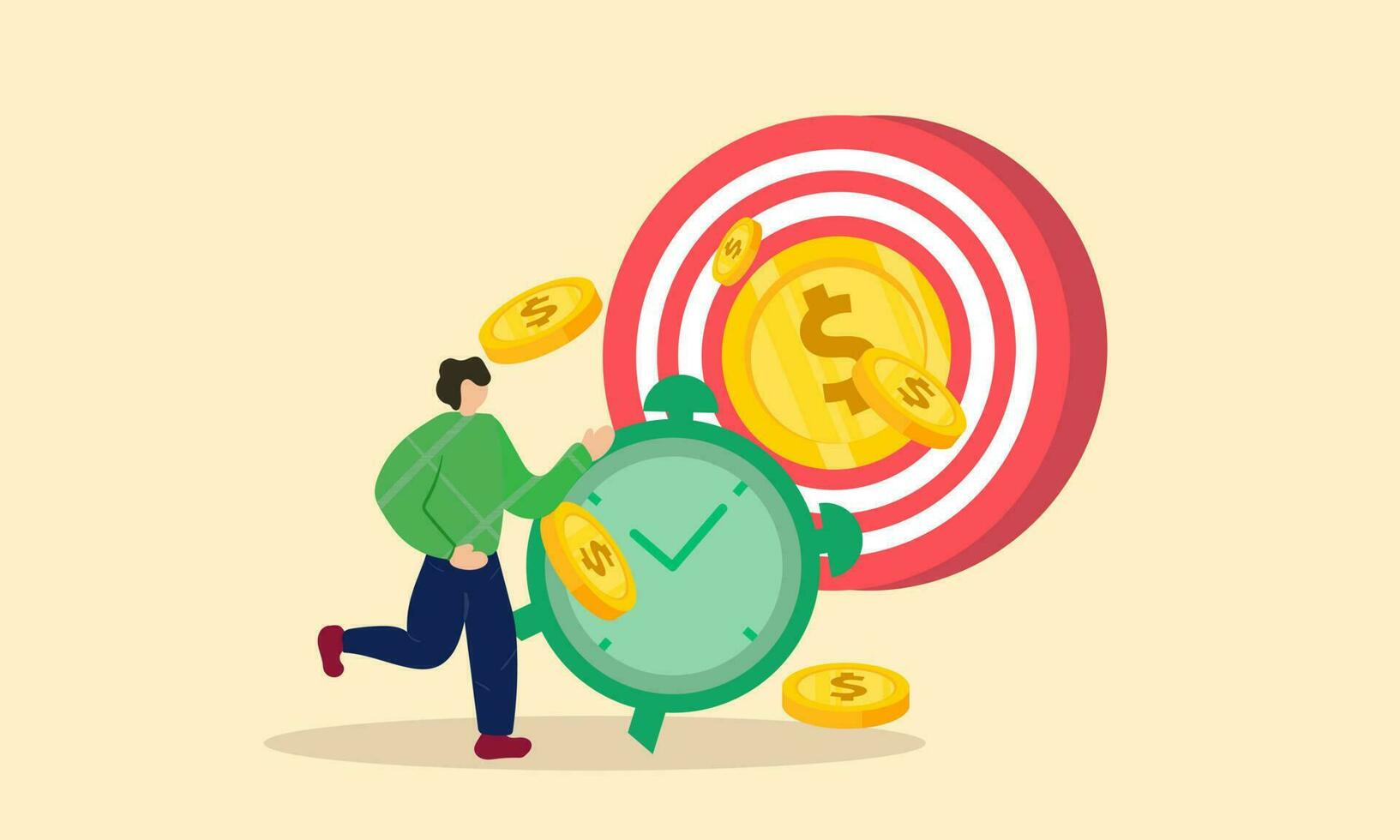 Start invest in stock market, begin savings to achieve financial goal, power of compound interest, collecting wealth. vector illustratio