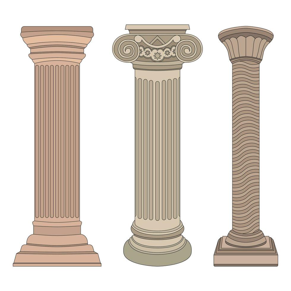 colección de columnas en griego estilo. vector ilustración