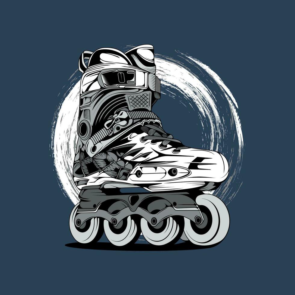 mano dibujado rodillo patines diseño adecuado para camiseta diseño vector