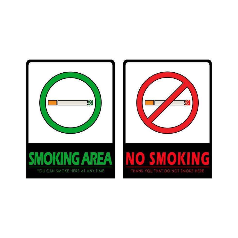 set smocking and no smoking sign vector design illustration isolated on white background