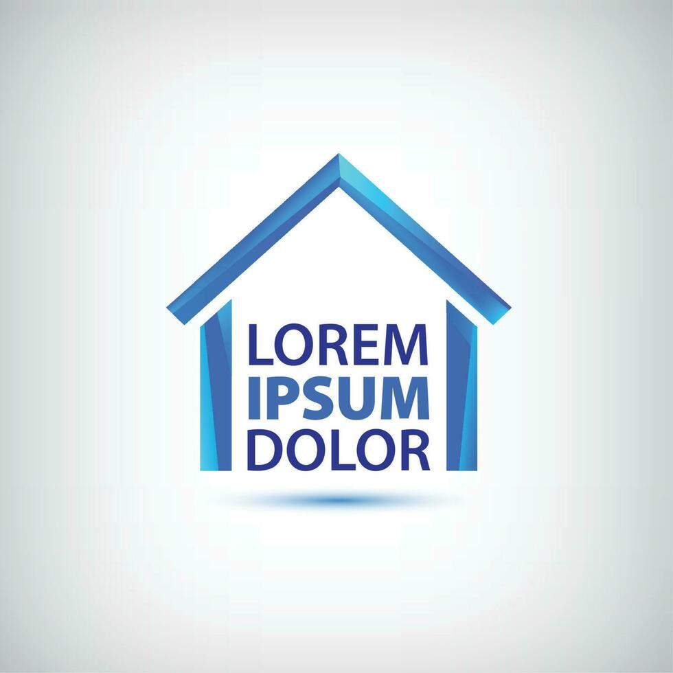 vector blue house icon, logo isolated. Roof, building, real estate