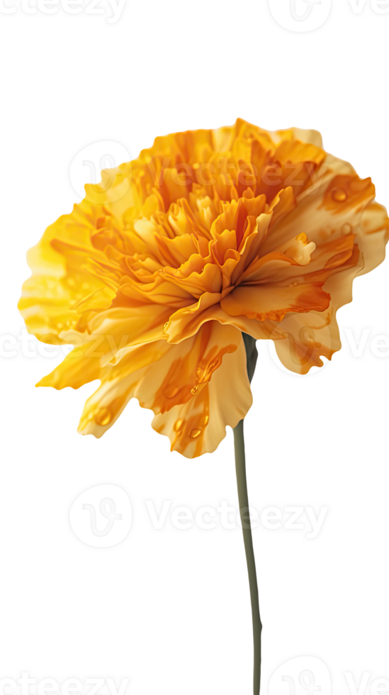 Stunning Macro Image of Water Droplets Carnation Flower in Chrome Yellow Color. . png