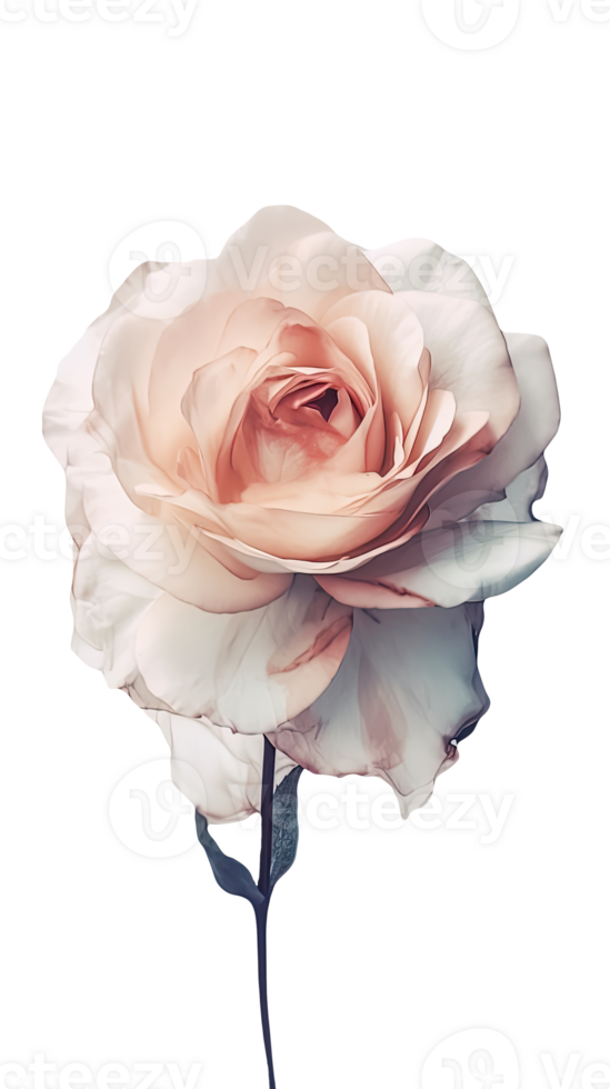 Watercolor Rose Flower on Transparent Background. . png