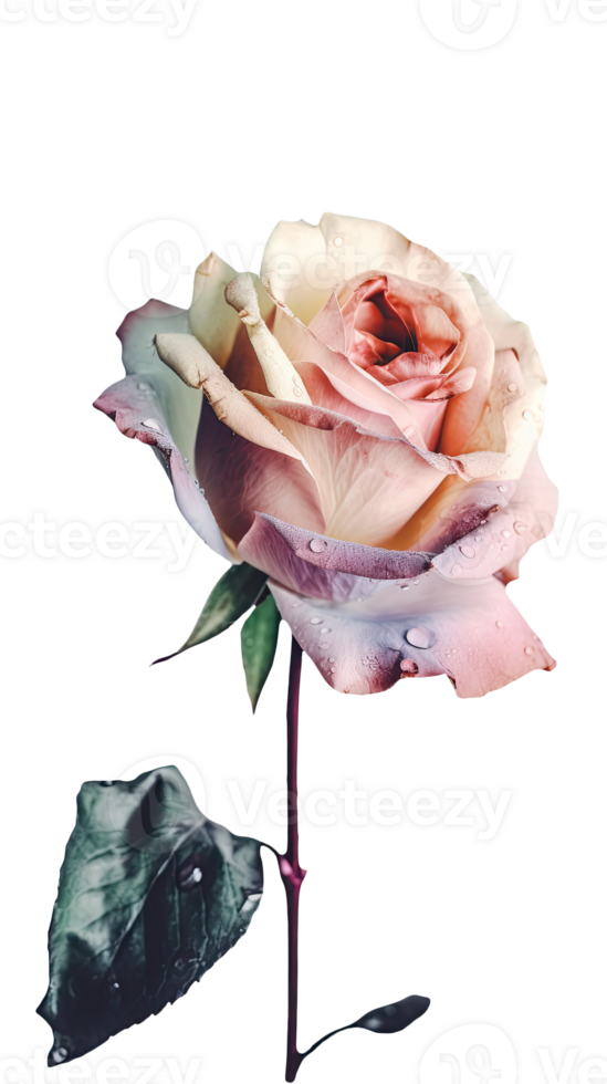 Striking Image Water Droplets of Rose Flower Stem. . png