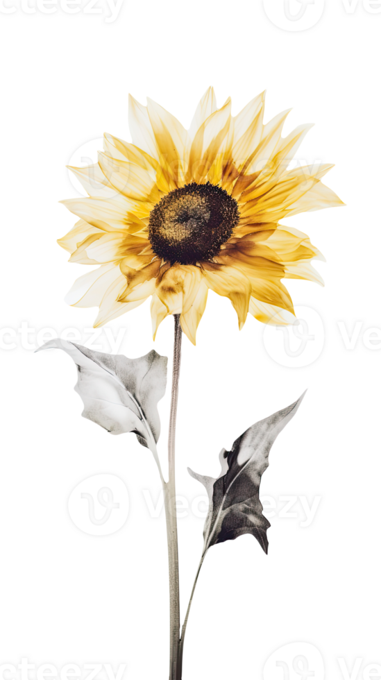 Watercolor Beautiful Sunflower on Transparent Background. . png