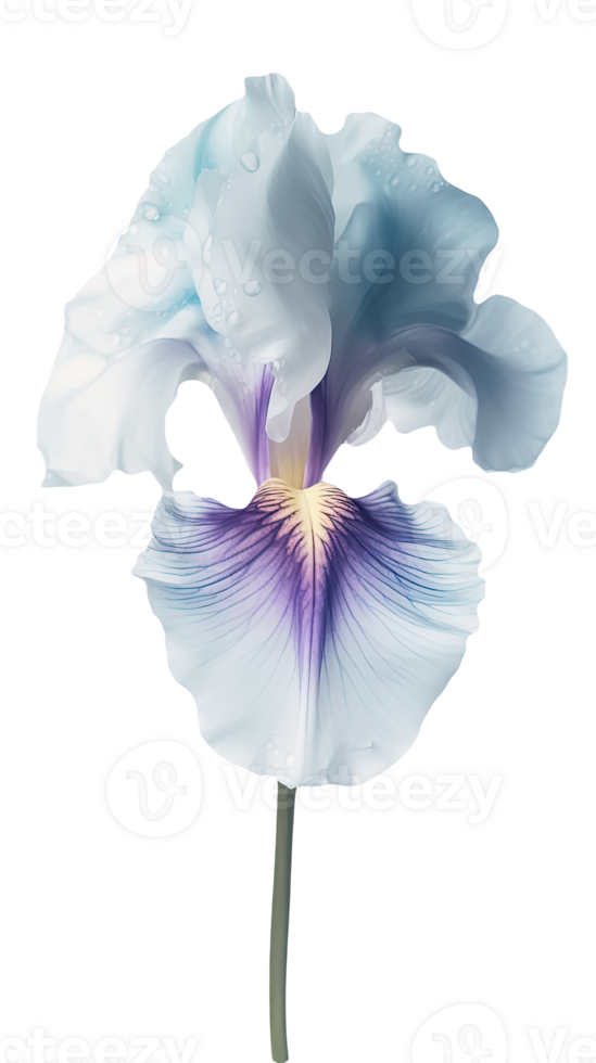 Amazing Image of Beautiful Iris Flower with Water Drops on Background. . png