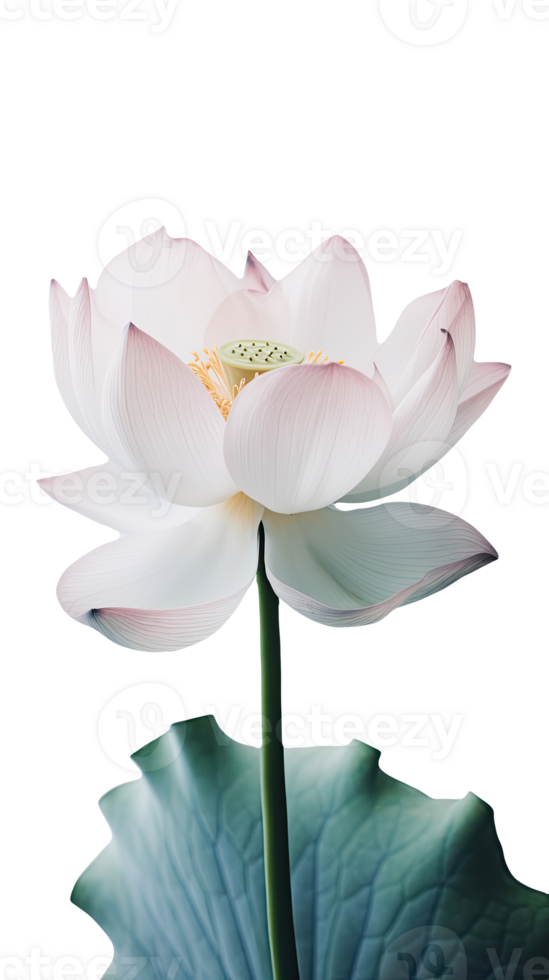 Amazing Image of Beautiful Blooming Lotus Flower with Leaves on Background. . png