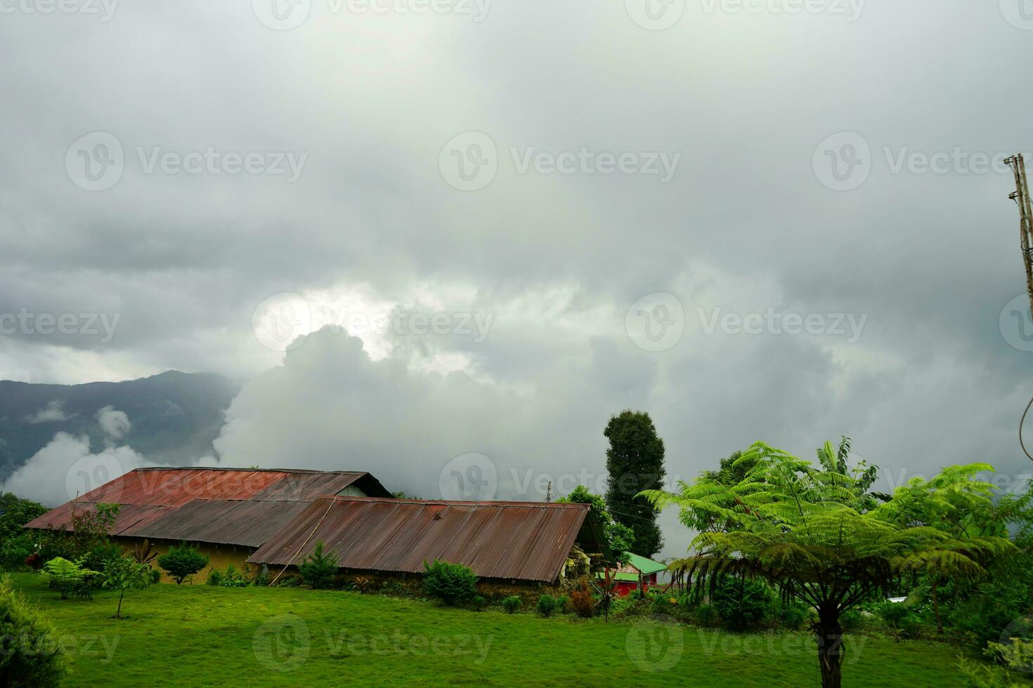 Cloudy Weather and Greenery natural view of Lungchok at East Sikkim photo
