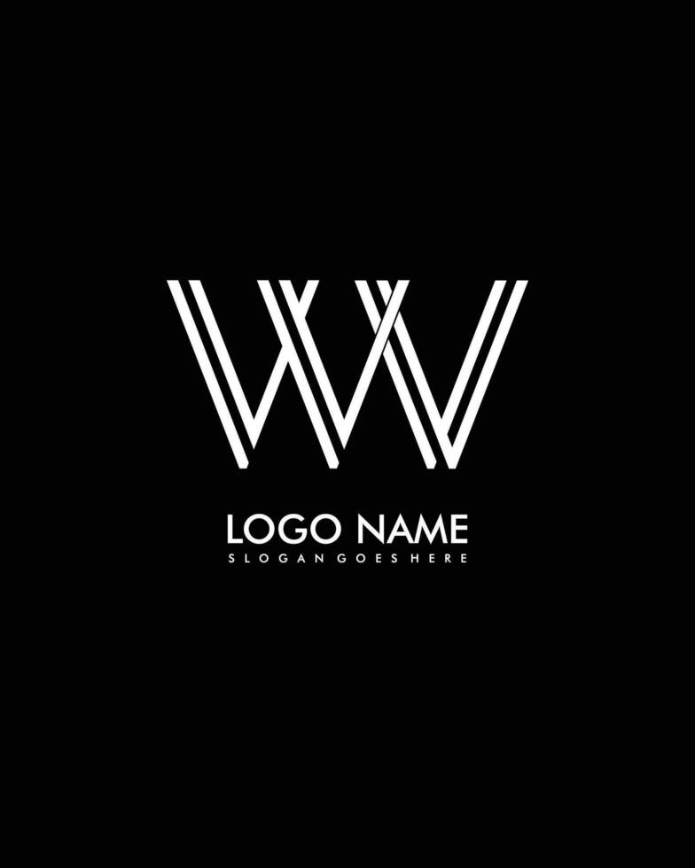 WV Initial minimalist modern abstract logo vector