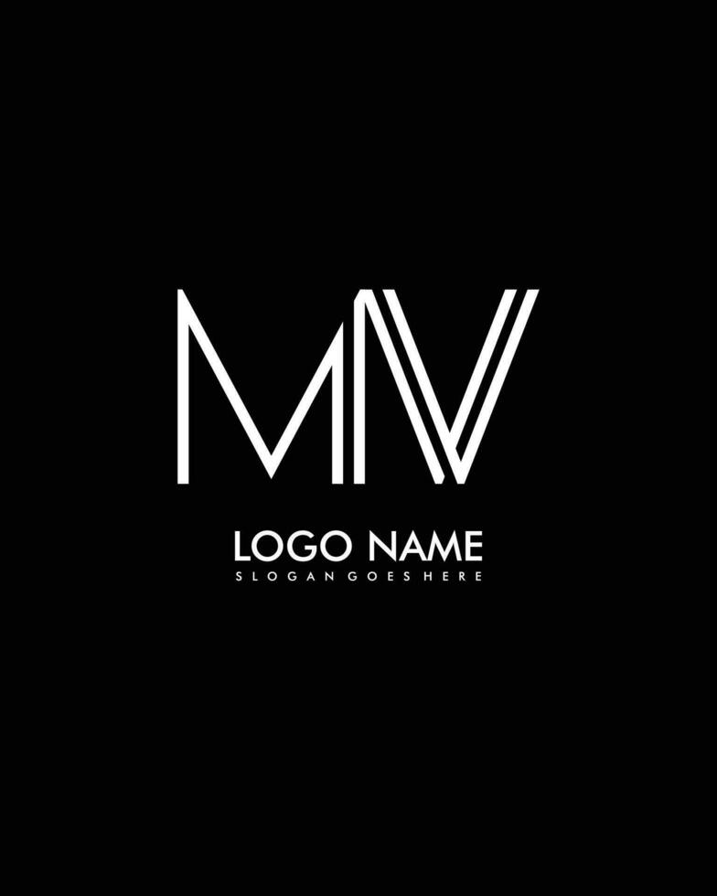 MV Initial minimalist modern abstract logo vector