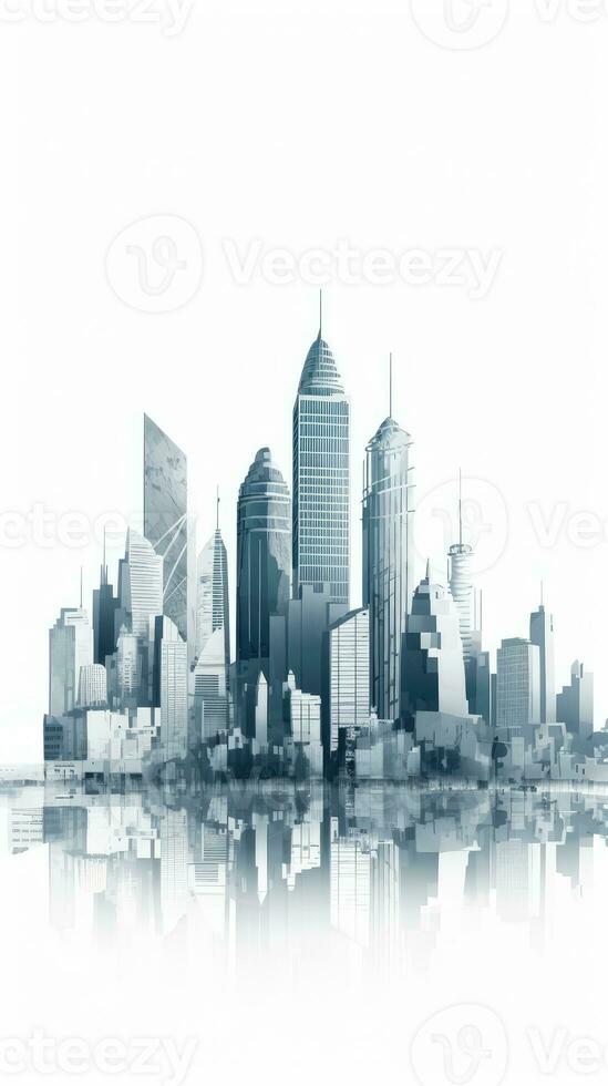 Grey Abstract Modern City Skyline Building of Metropolitan Area Reflection Backgroound. photo