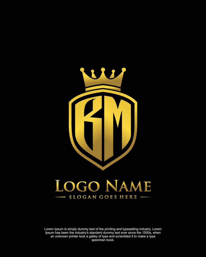 initial BM letter with shield style logo template vector