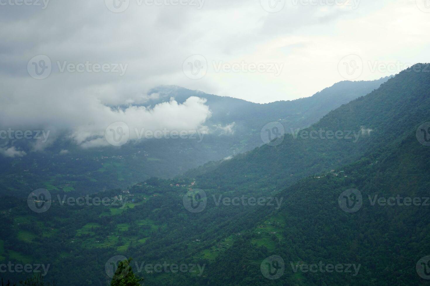 Beautiful green mountain Range view from Lungchok East Sikkim photo