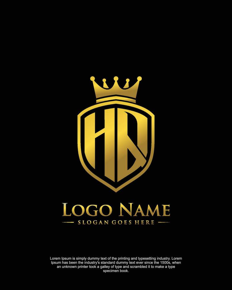 inicial hq letra con proteger estilo logo modelo vector