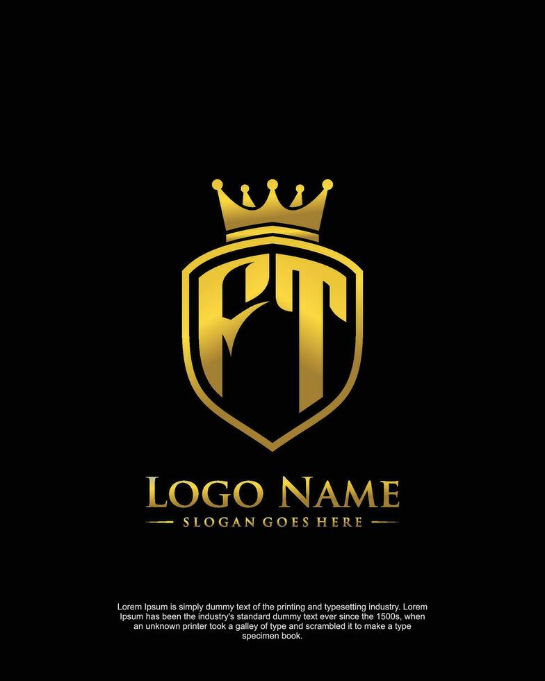 initial FT letter with shield style logo template vector