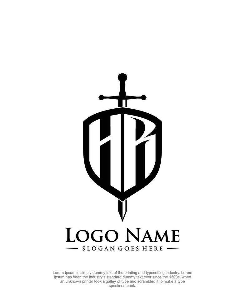 initial HR letter with shield style logo template vector