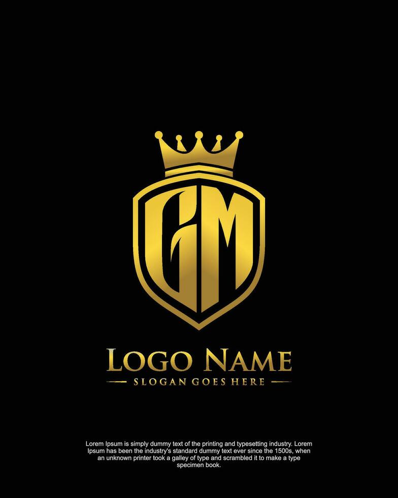 initial GM letter with shield style logo template vector