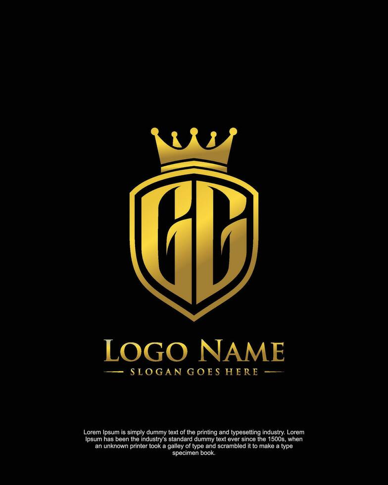 initial GG letter with shield style logo template vector