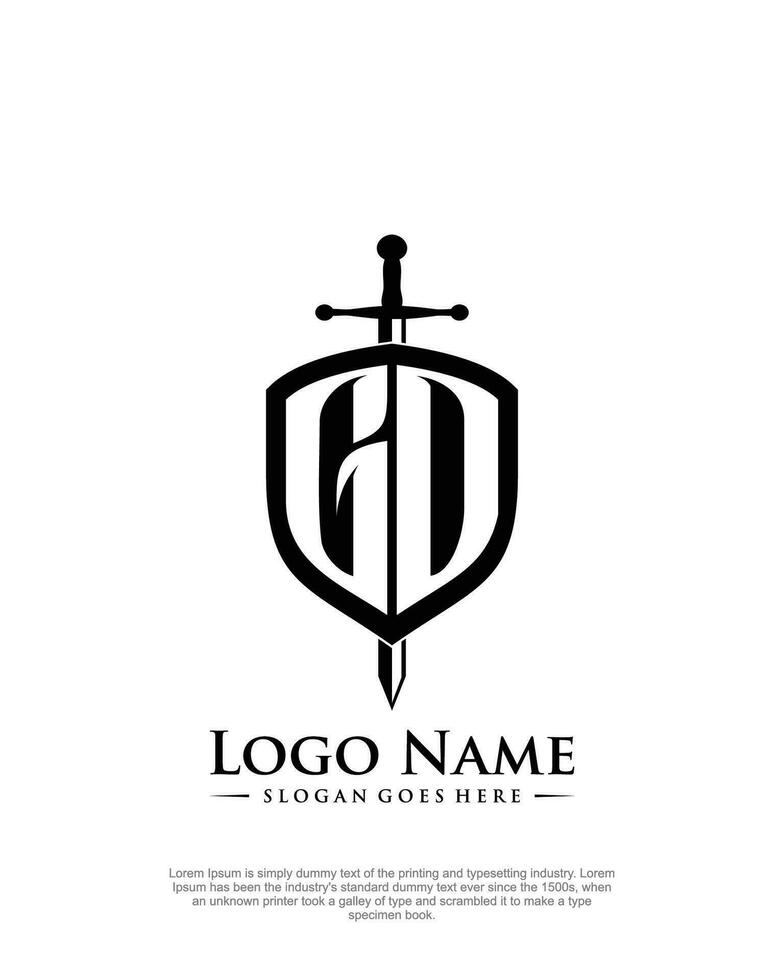 initial GD letter with shield style logo template vector