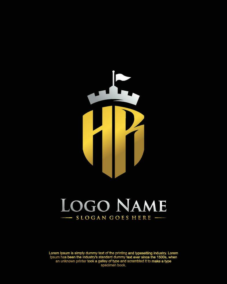 initial HR letter with shield style logo template vector