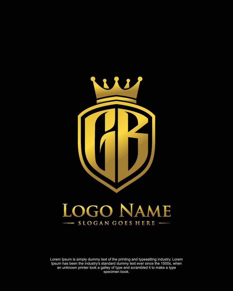 initial GB letter with shield style logo template vector