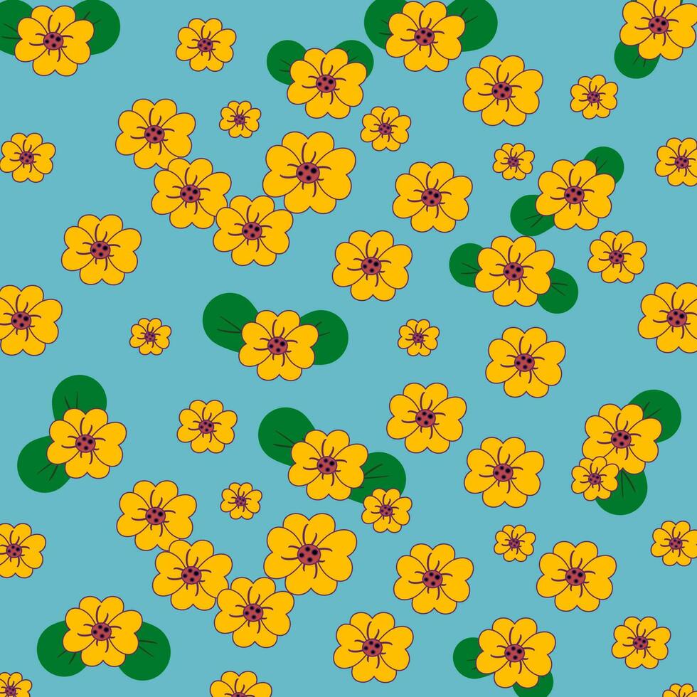 tela flor amarillo para moda, fondo de pantalla, pleno verano floreciente prado sin costura modelo. vector