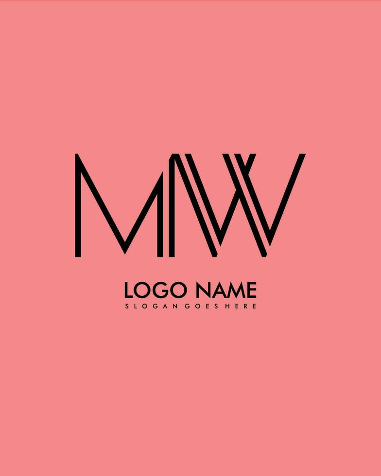 MW Initial minimalist modern abstract logo vector