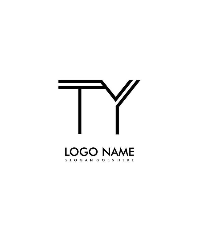 ty inicial minimalista moderno resumen logo vector