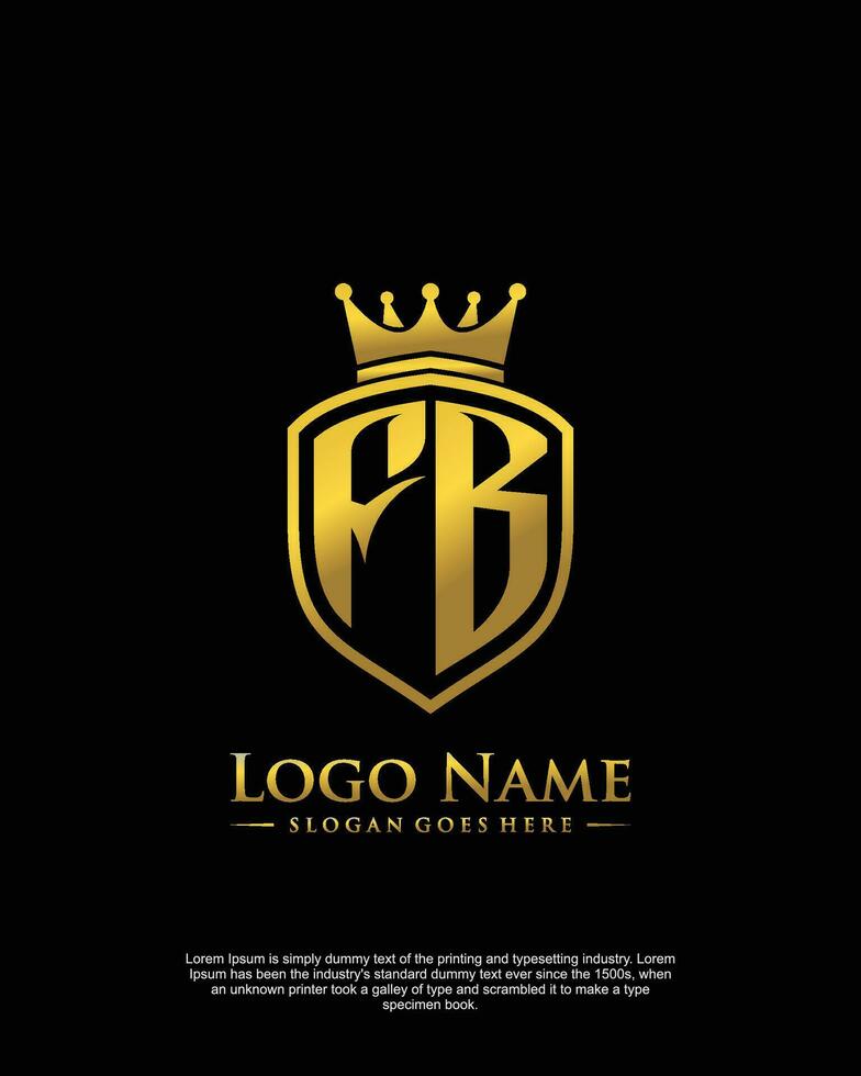 initial FB letter with shield style logo template vector