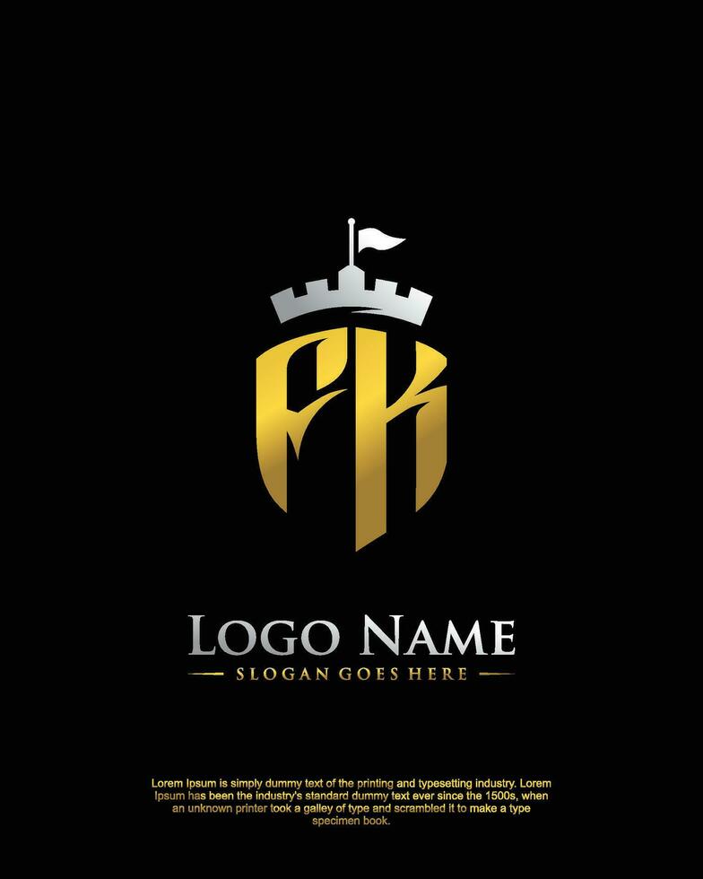 initial FK letter with shield style logo template vector