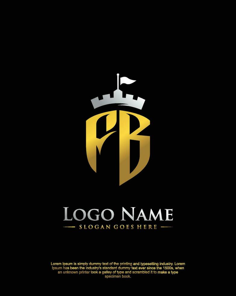 initial FB letter with shield style logo template vector
