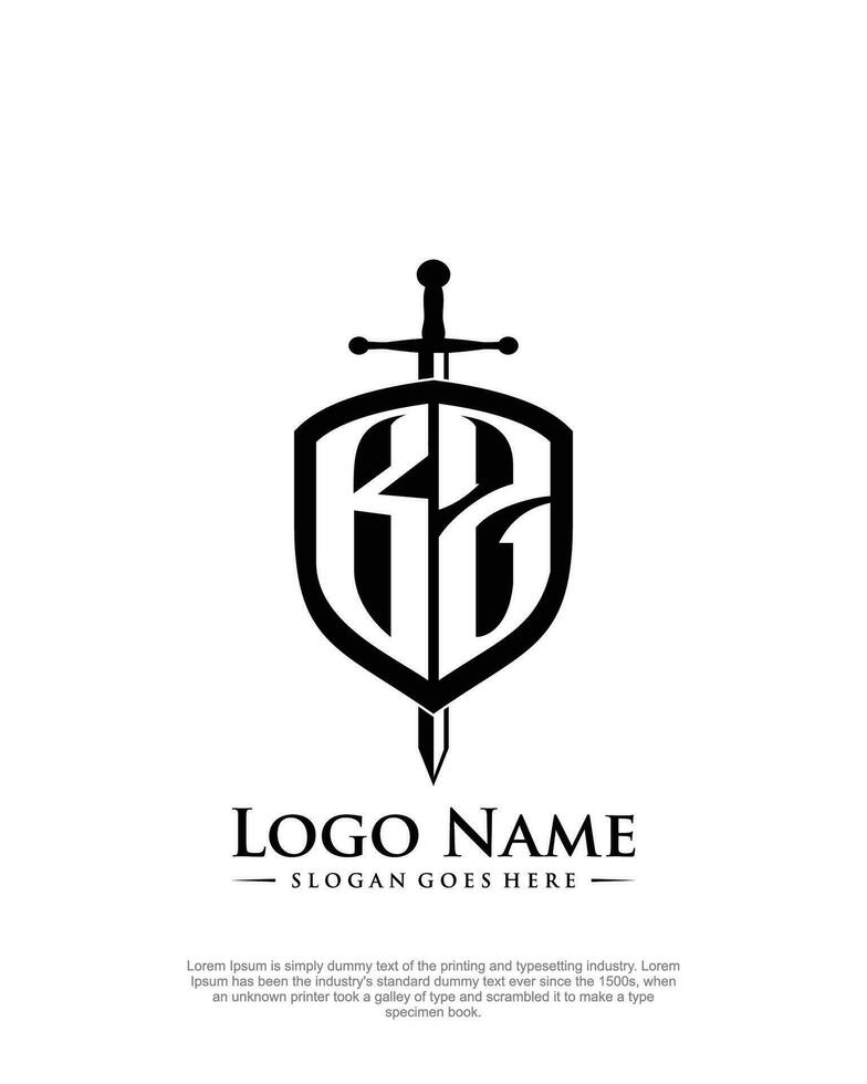 initial BZ letter with shield style logo template vector