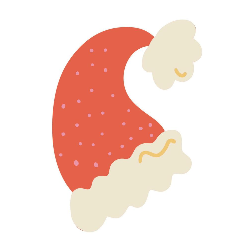 Hand drawn illustration of santa hat. Christmas decoration element in doodle style vector