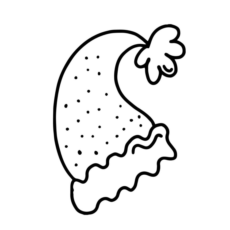Hand drawn outline illustration of santa hat. Christmas decoration element in doodle style vector