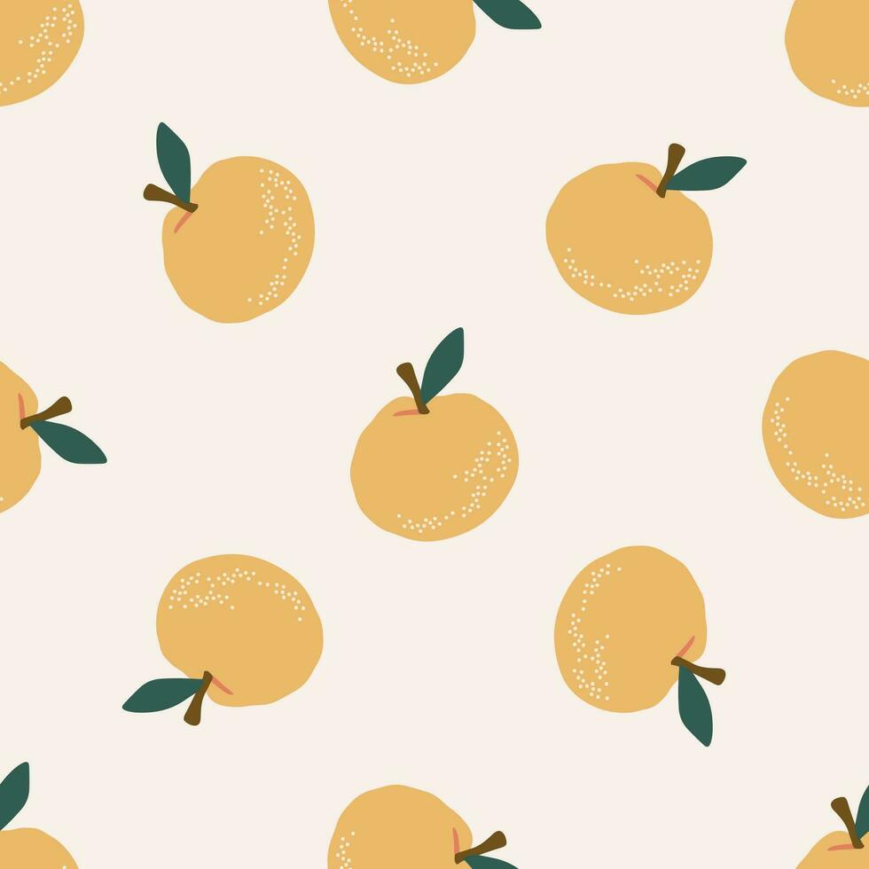 Simple seamless pattern with oranges. Hand drawn retro y2k vector illustration for summer stylish cover, cases, wallpaper, prints, wrapping, textile