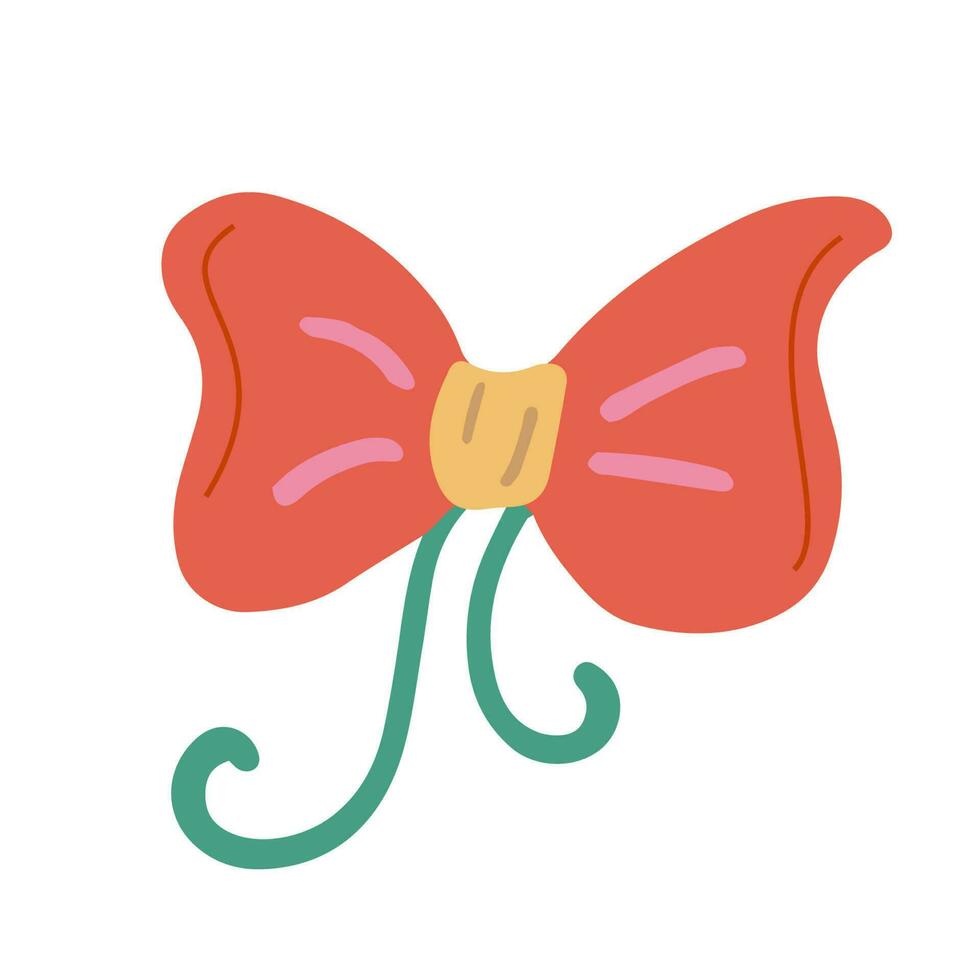 Hand drawn illustration of red bow. Decoration element in doodle style vector