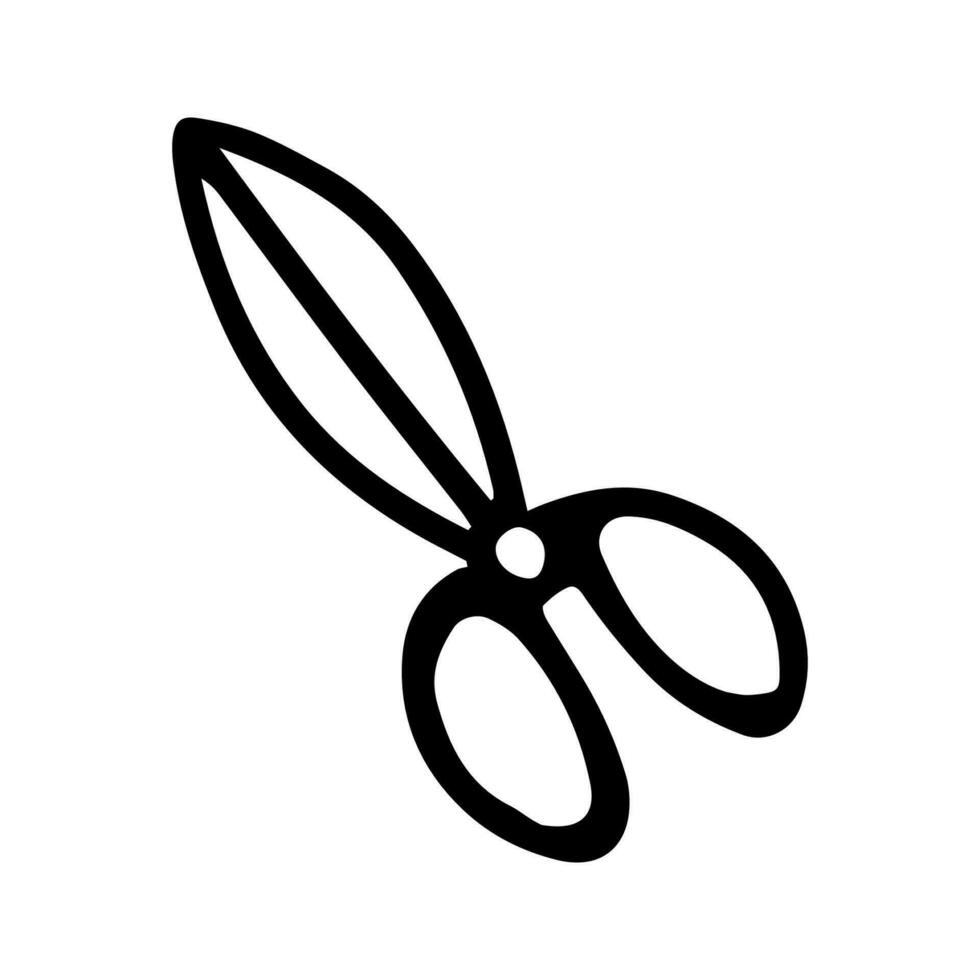 Hand drawn black outline illustration of scissors vector