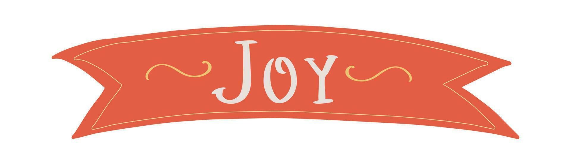 Hand drawn christmas ribbon or label. Joy lettering for christmas decoration vector