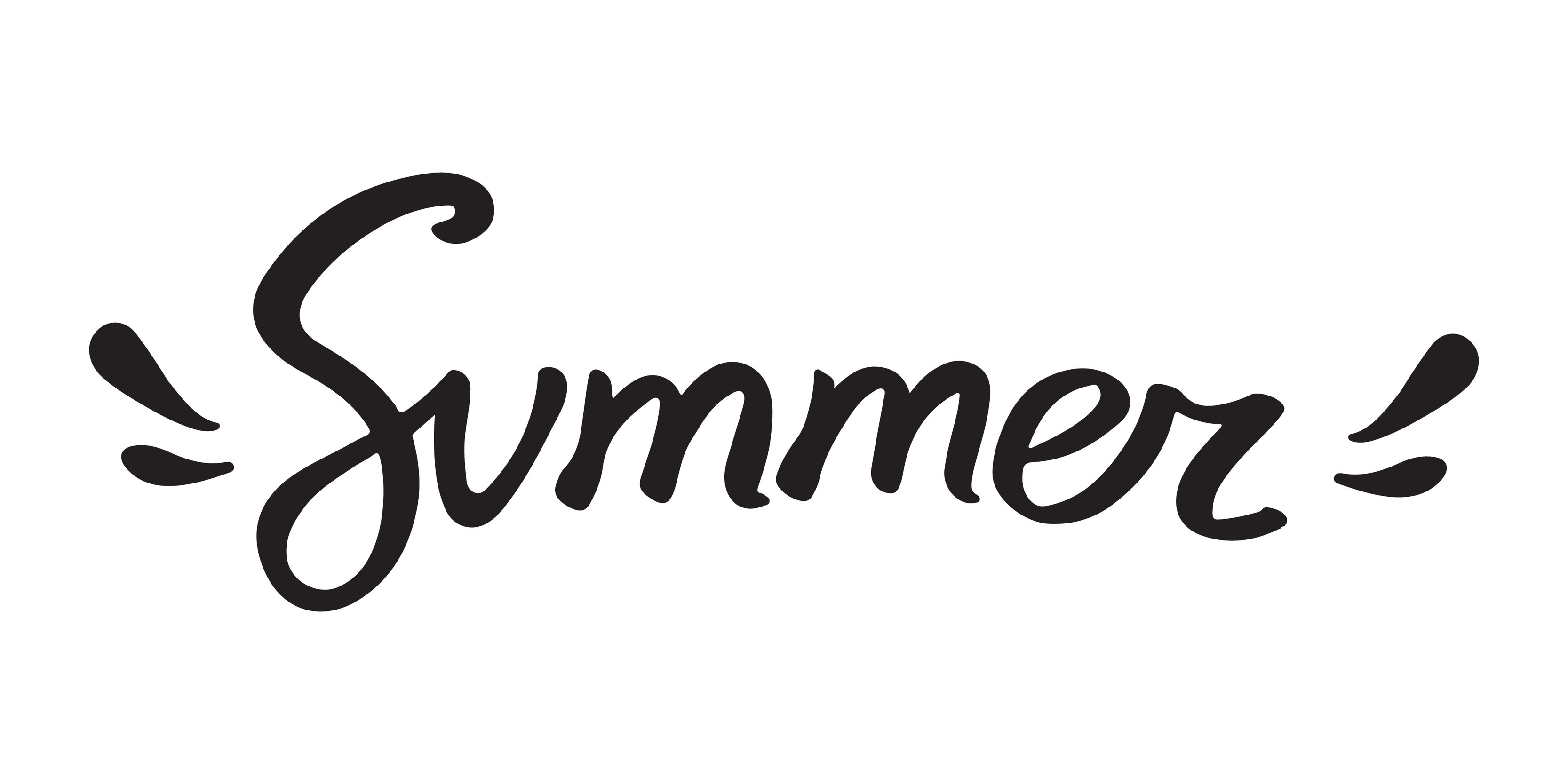 Summer word hand drawn lettering. Vector black typography isolated on