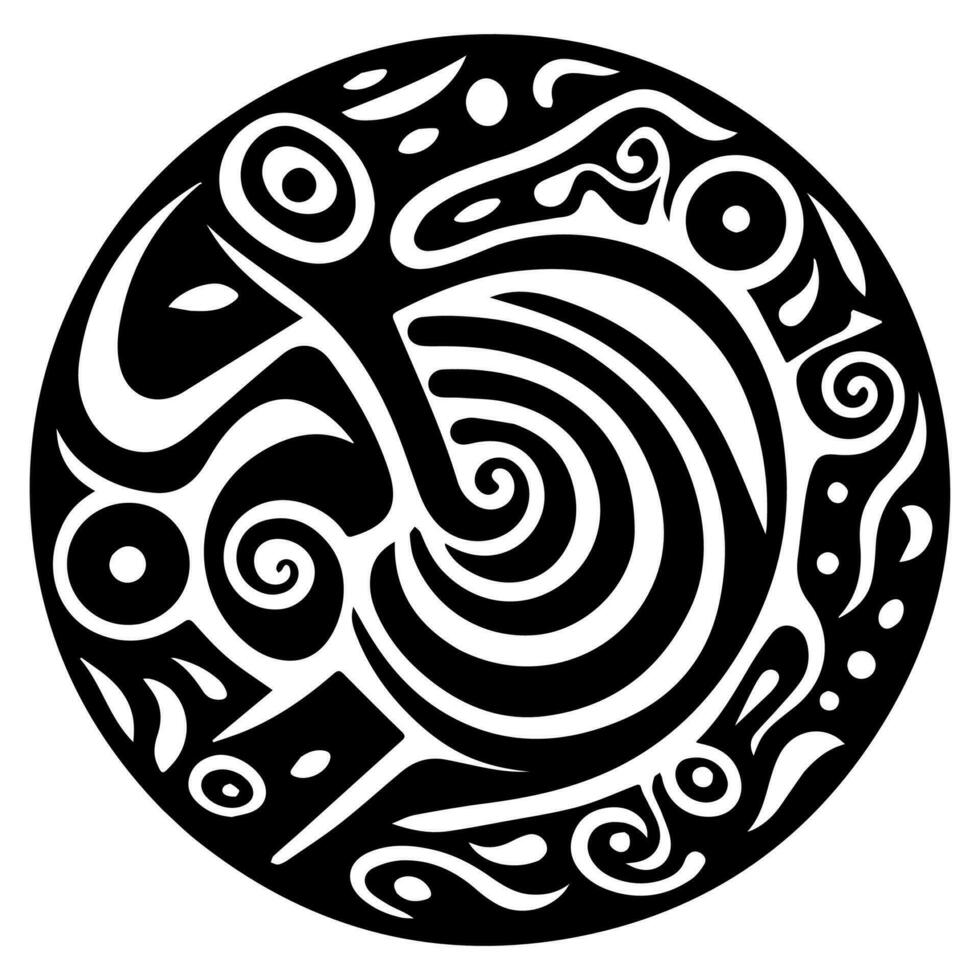 Polynesian elements, icon, glyph, vector, isolate, silhouette, totem, tattoo vector