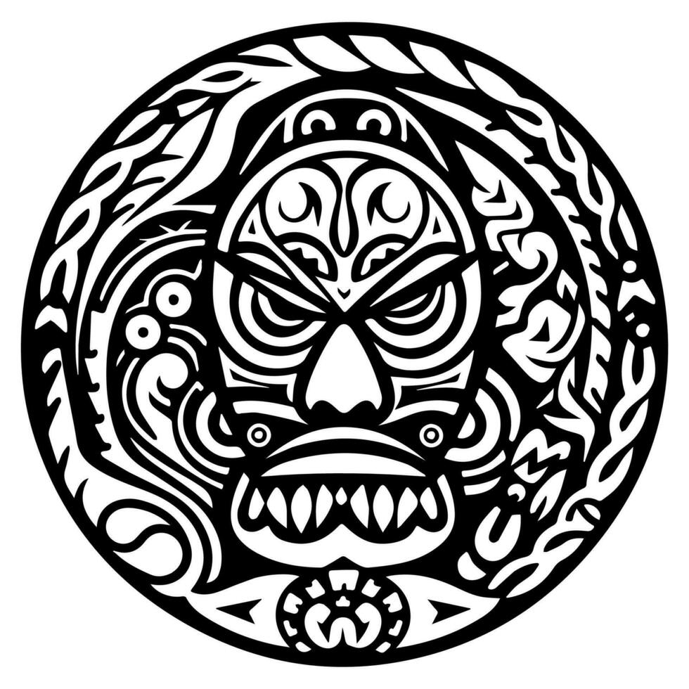 Polynesian elements, icon, glyph, vector, isolate, silhouette, totem, tattoo vector